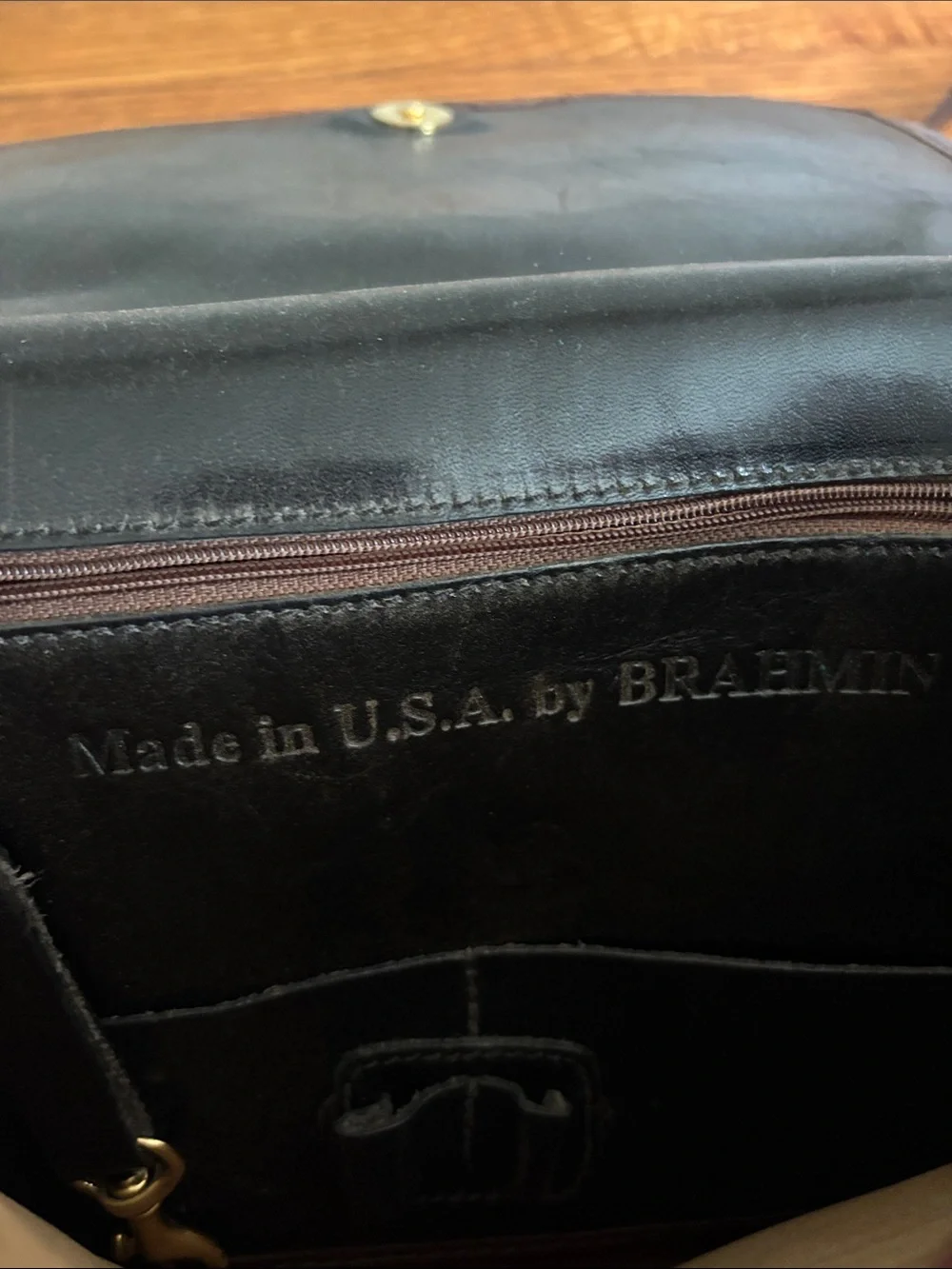 Brown and Black Leather hand Bag - Classic Two-Tone Design